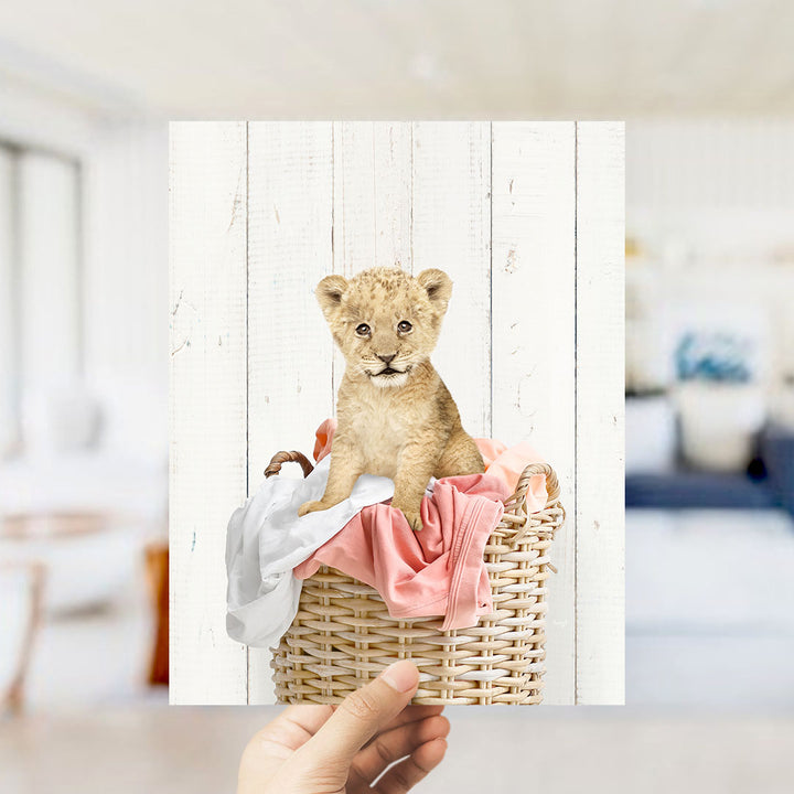 Lion Cub in Laundry Basket - Farmhouse Wall