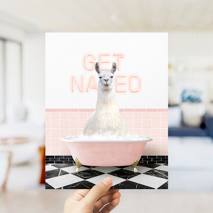Llama in Pink Get Naked Bath