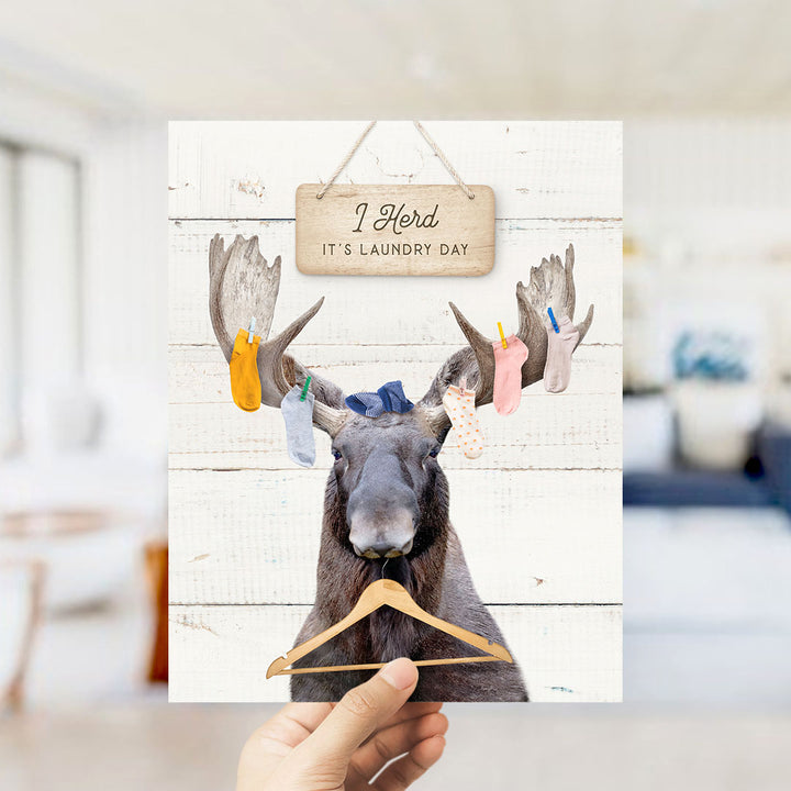 Moose Laundry Socks and Hanger - Farmhouse Wall Funny Sayings