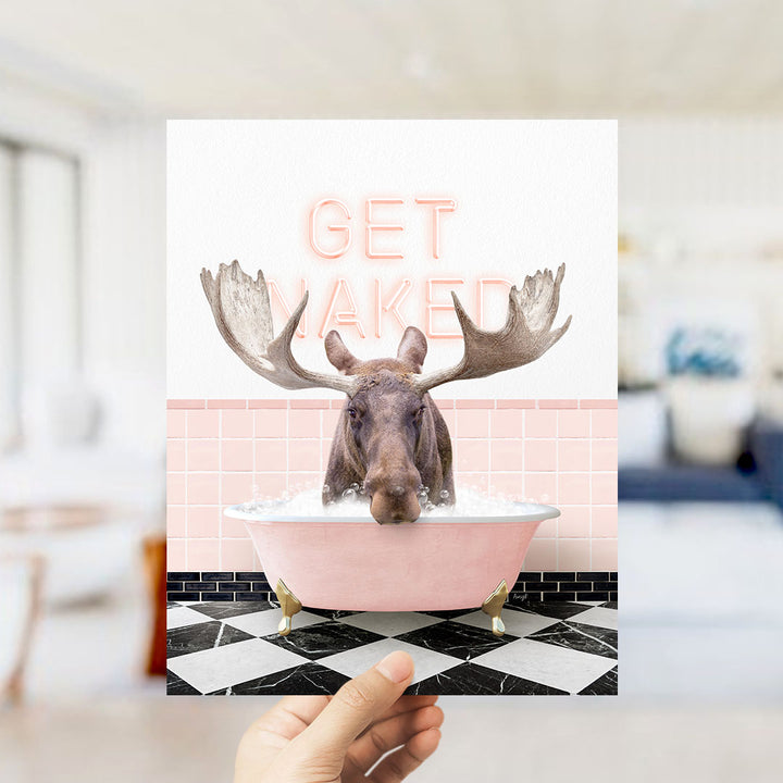 Moose in Pink Get Naked Bath