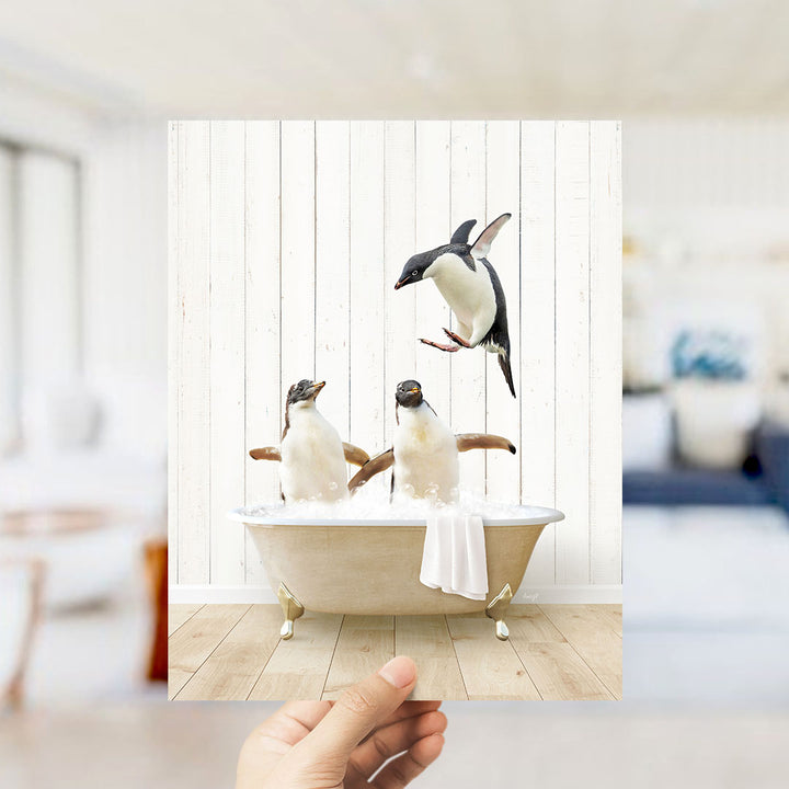 Penguins in Farmhouse Bath