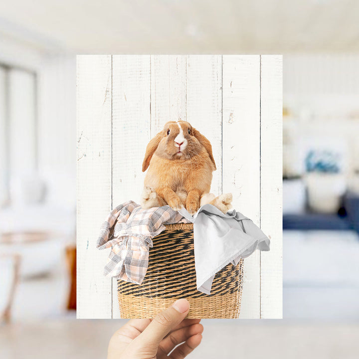 Pudgy Bunny in Laundry Basket - Farmhouse Wall