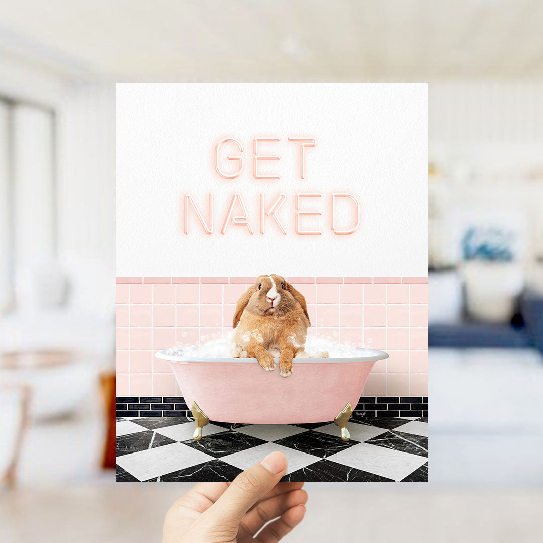 Pudgy Bunny in Pink Get Naked Bath
