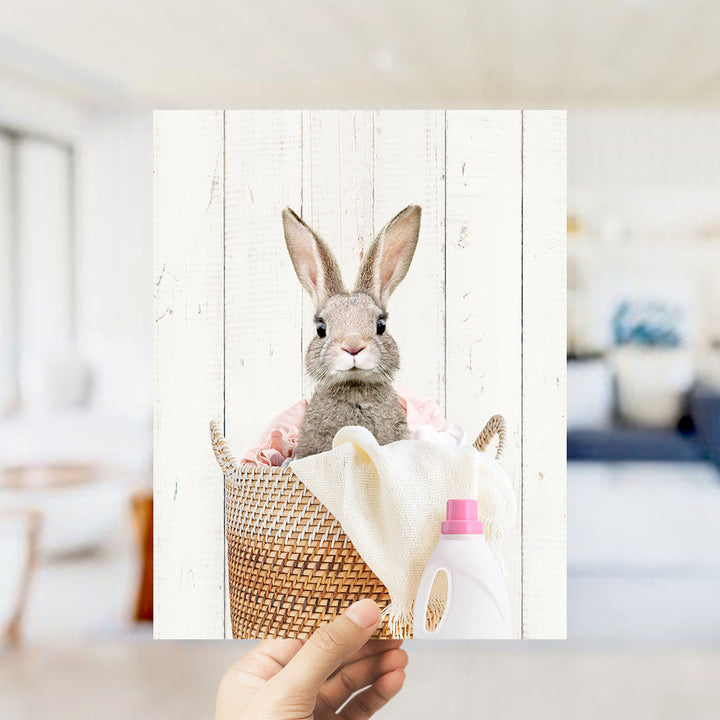 Baby Rabbit in Laundry Basket - Farmhouse Wall