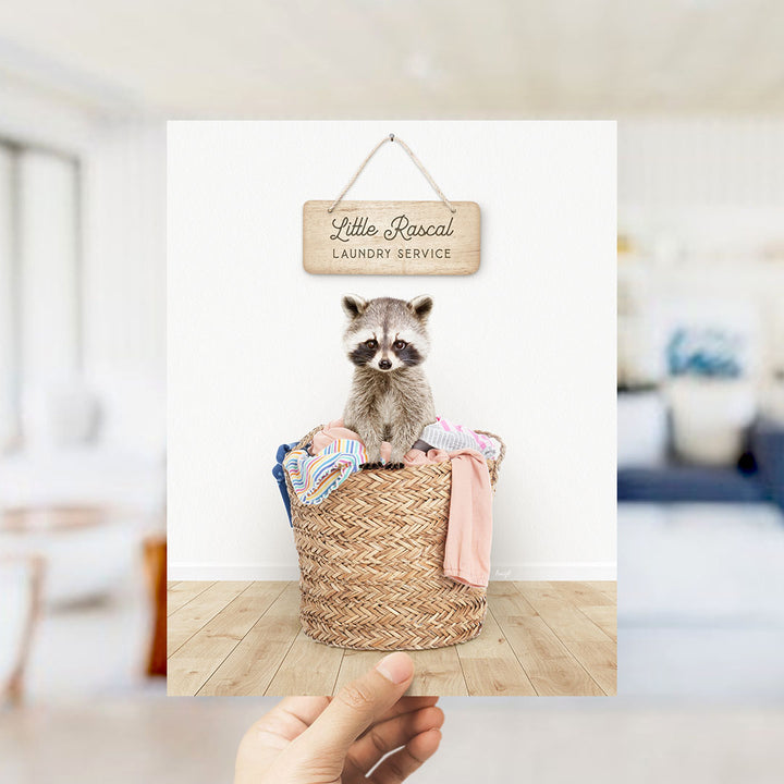 Raccoon in Laundry Basket - Scandi Floor