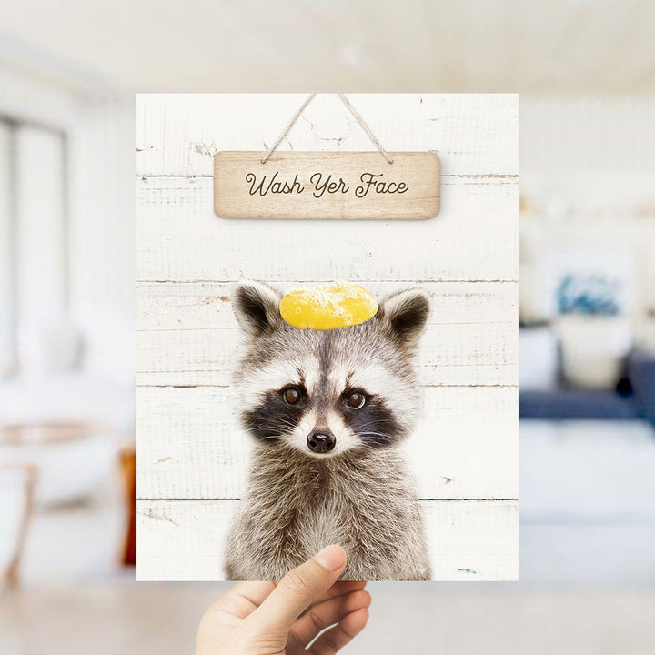 Raccoon "Wash yer face" - Bathroom Shiplap