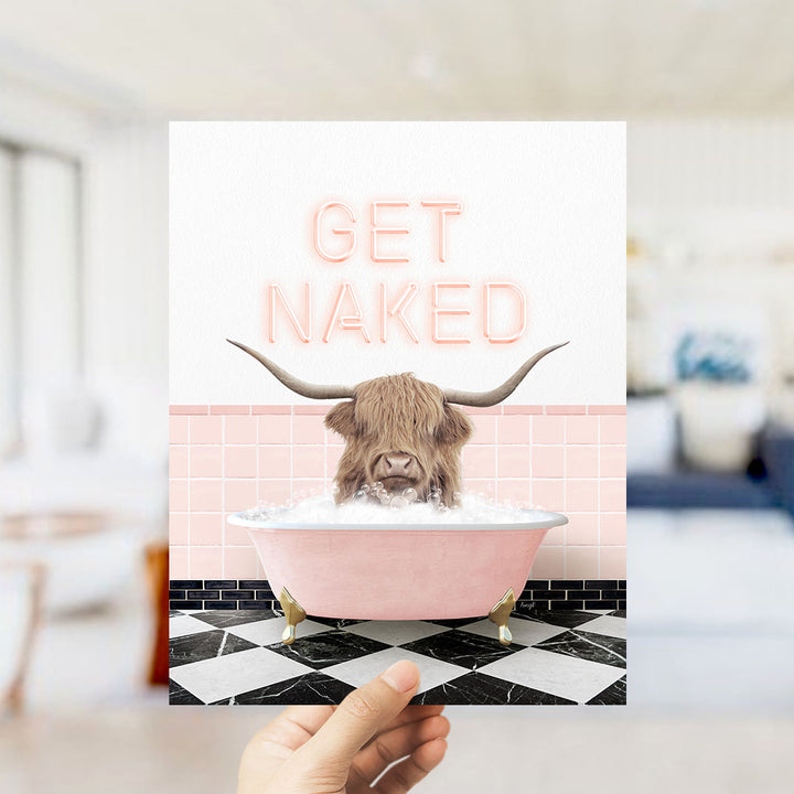 Highland Cow "Randall" in Pink Get Naked Bath