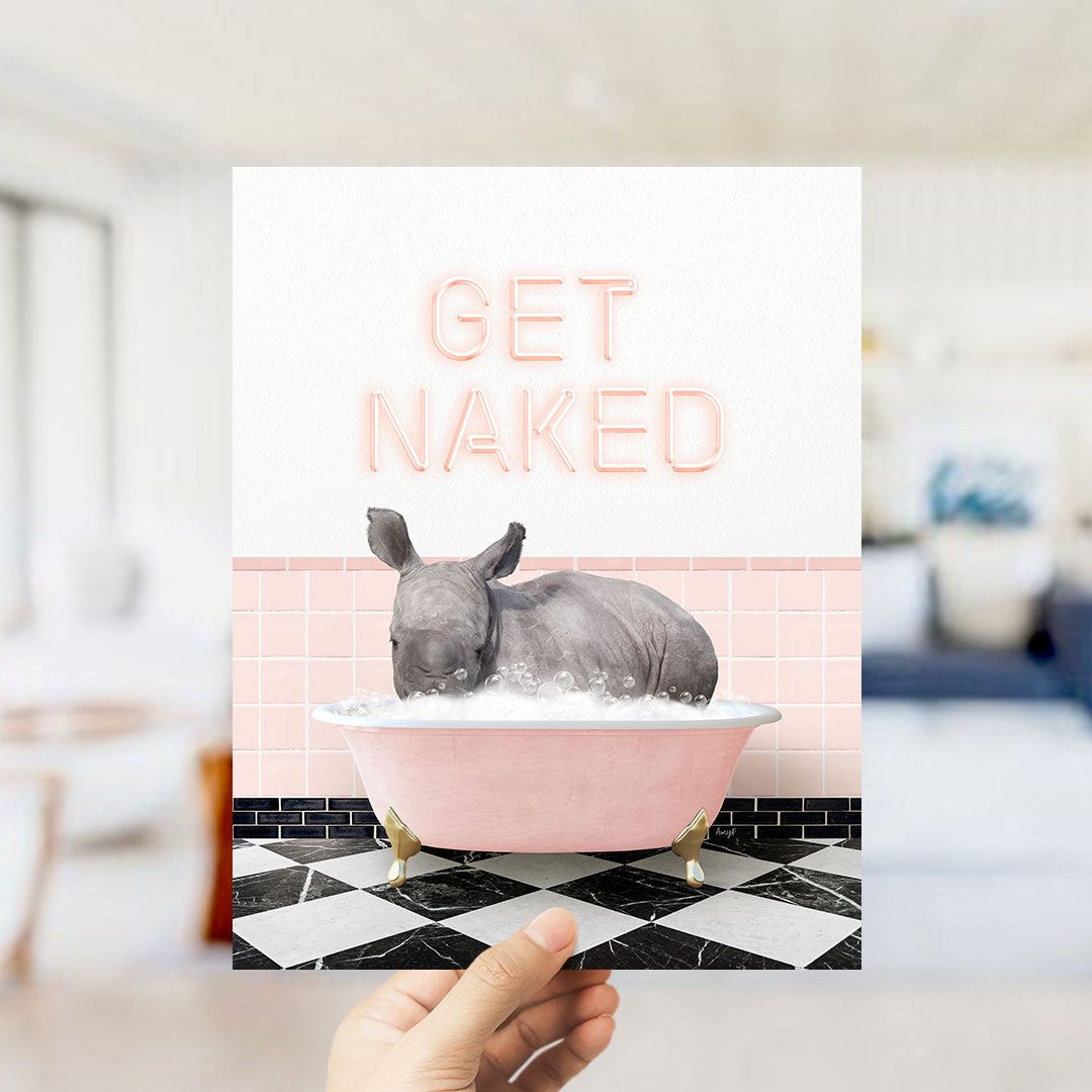Baby Rhino in Pink Get Naked Bath