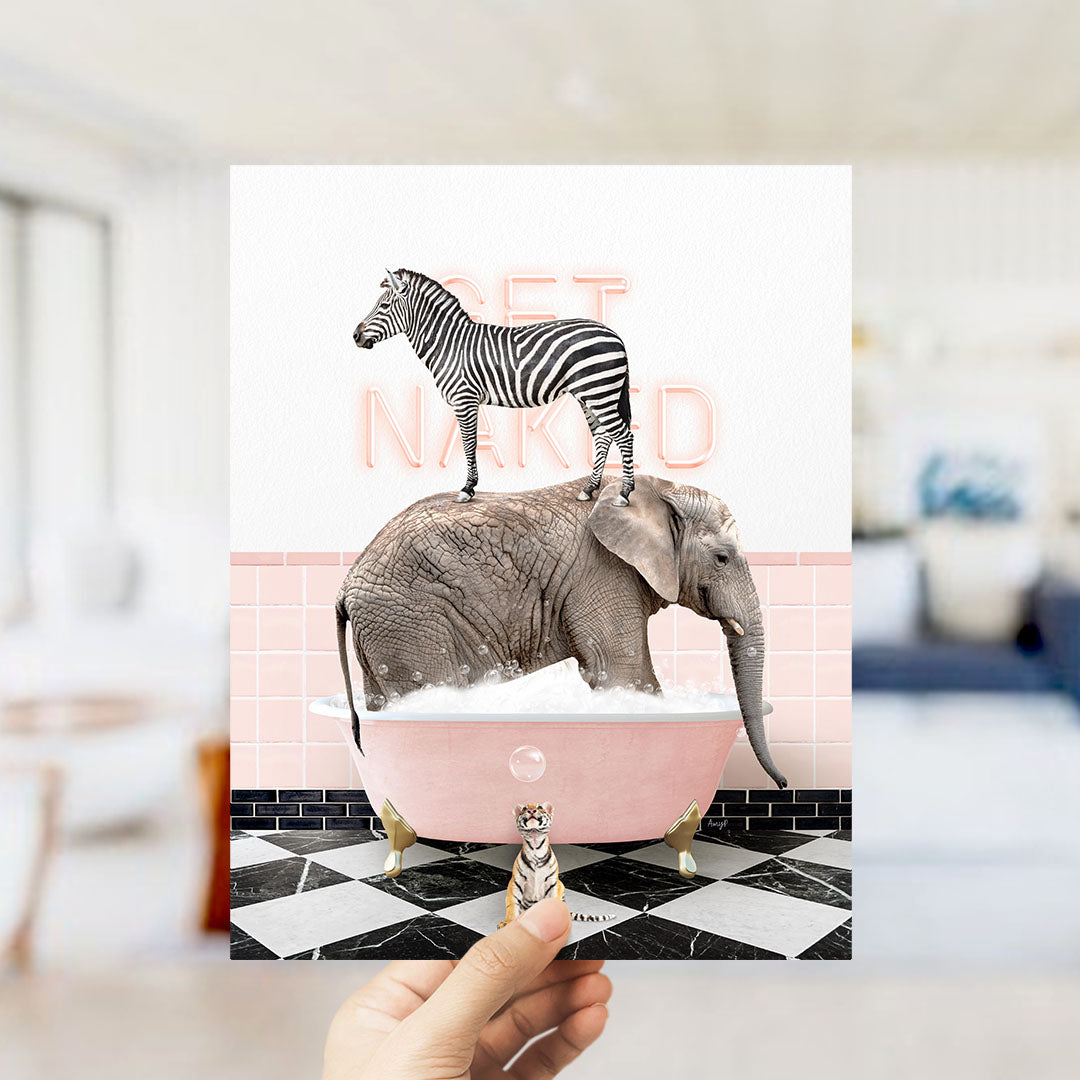 Safari Animals in Pink Get Naked Bath