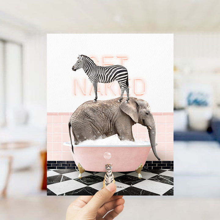Safari Animals in Pink Get Naked Bath