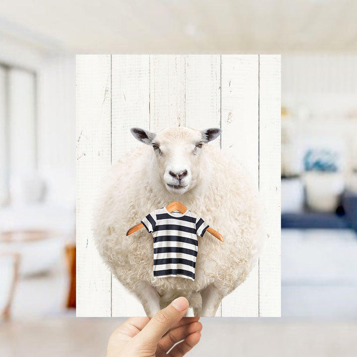 Sheep With Clothes Hanger - Farmhouse Wall