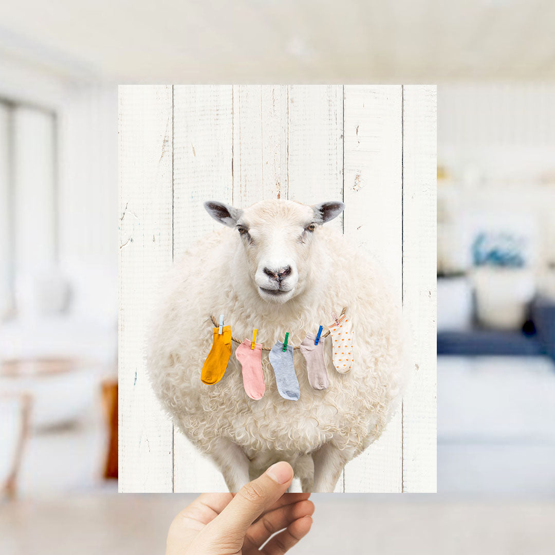 Sheep With Lost Laundry Socks - Farmhouse Wall