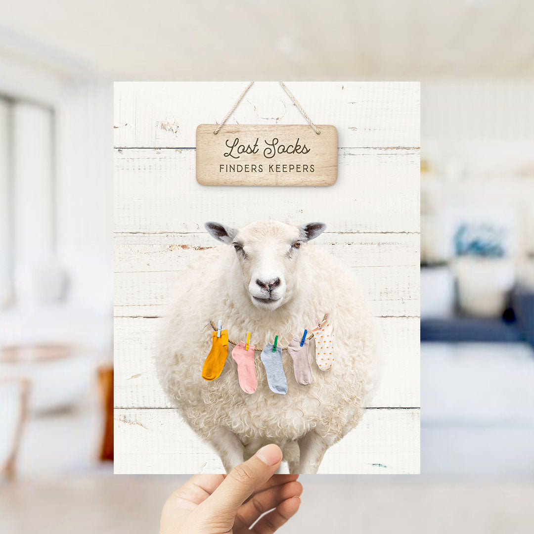 Sheep Lost Socks Finders Keepers - Farmhouse Wall Funny Sayings