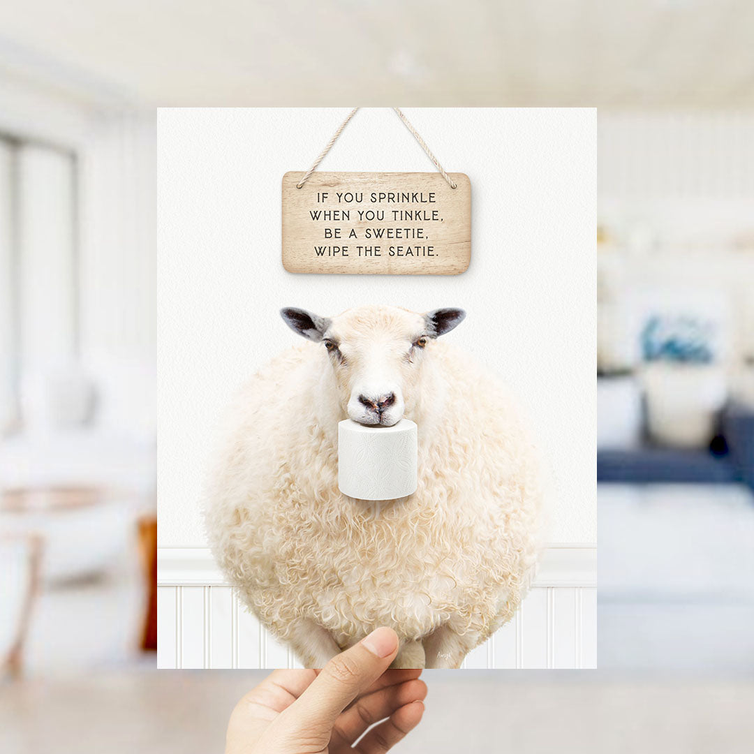 Sheep "If you sprinkle when you tinkle..." - Bathroom Cottage White
