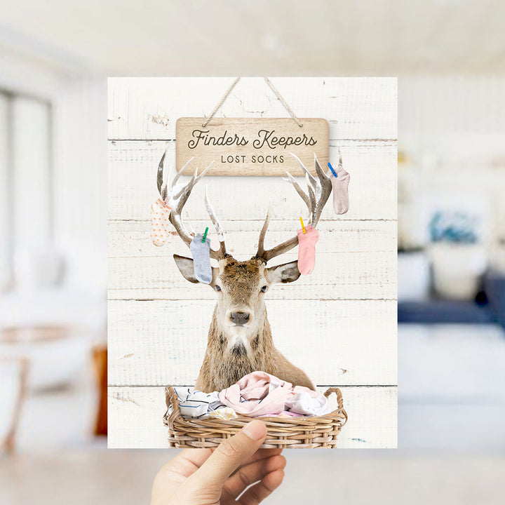 Deer Finders Keepers Lost Socks - Farmhouse Wall Funny Sayings