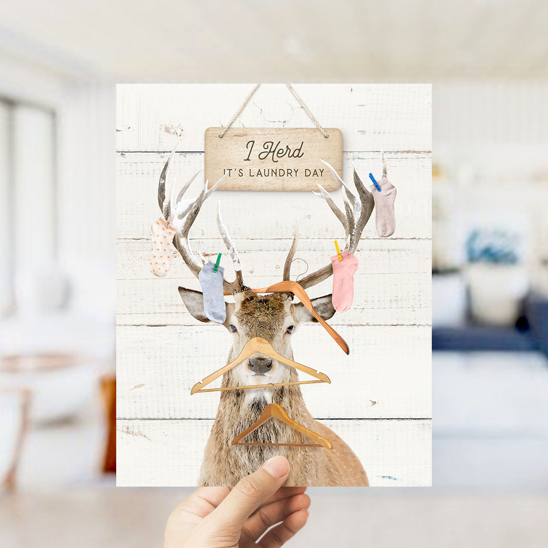 Deer with Socks and Hangers - Farmhouse Wall Funny Sayings