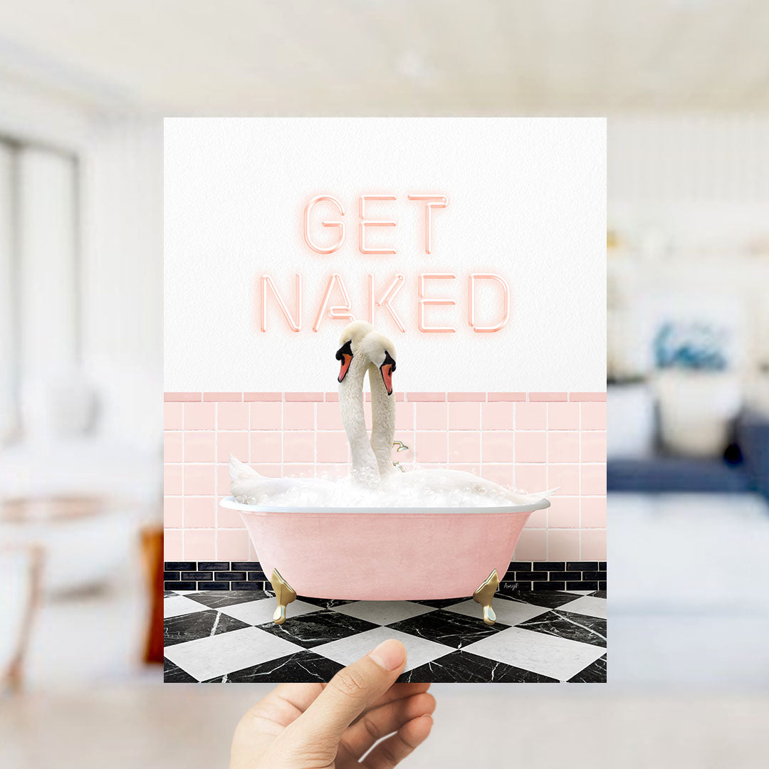 Swans in Pink Get Naked Bath