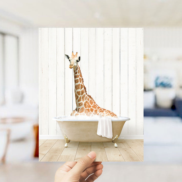 Tall Giraffe in Farmhouse Bath