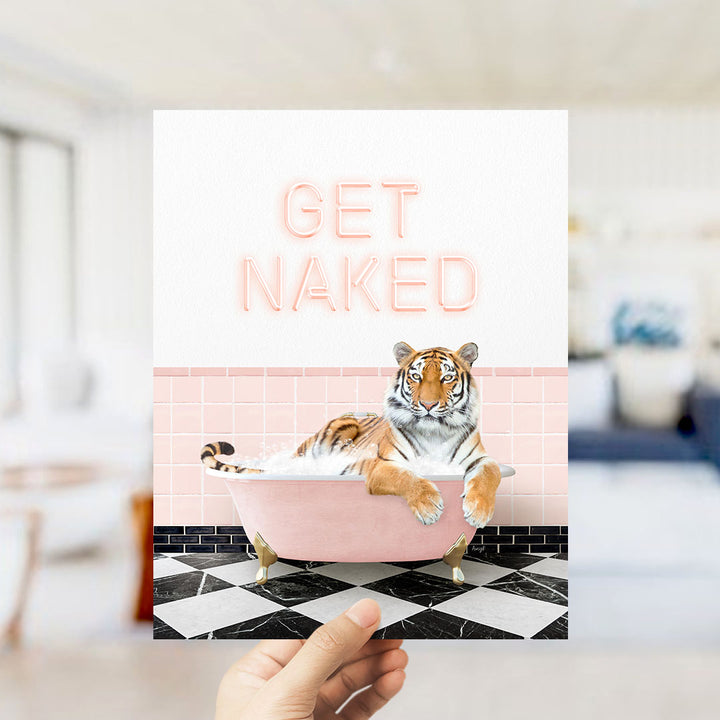 Tiger in Pink Get Naked Bath