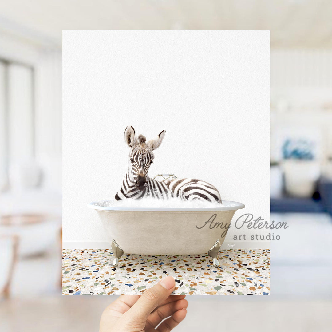 Baby Zebra in Terrazzo Bath