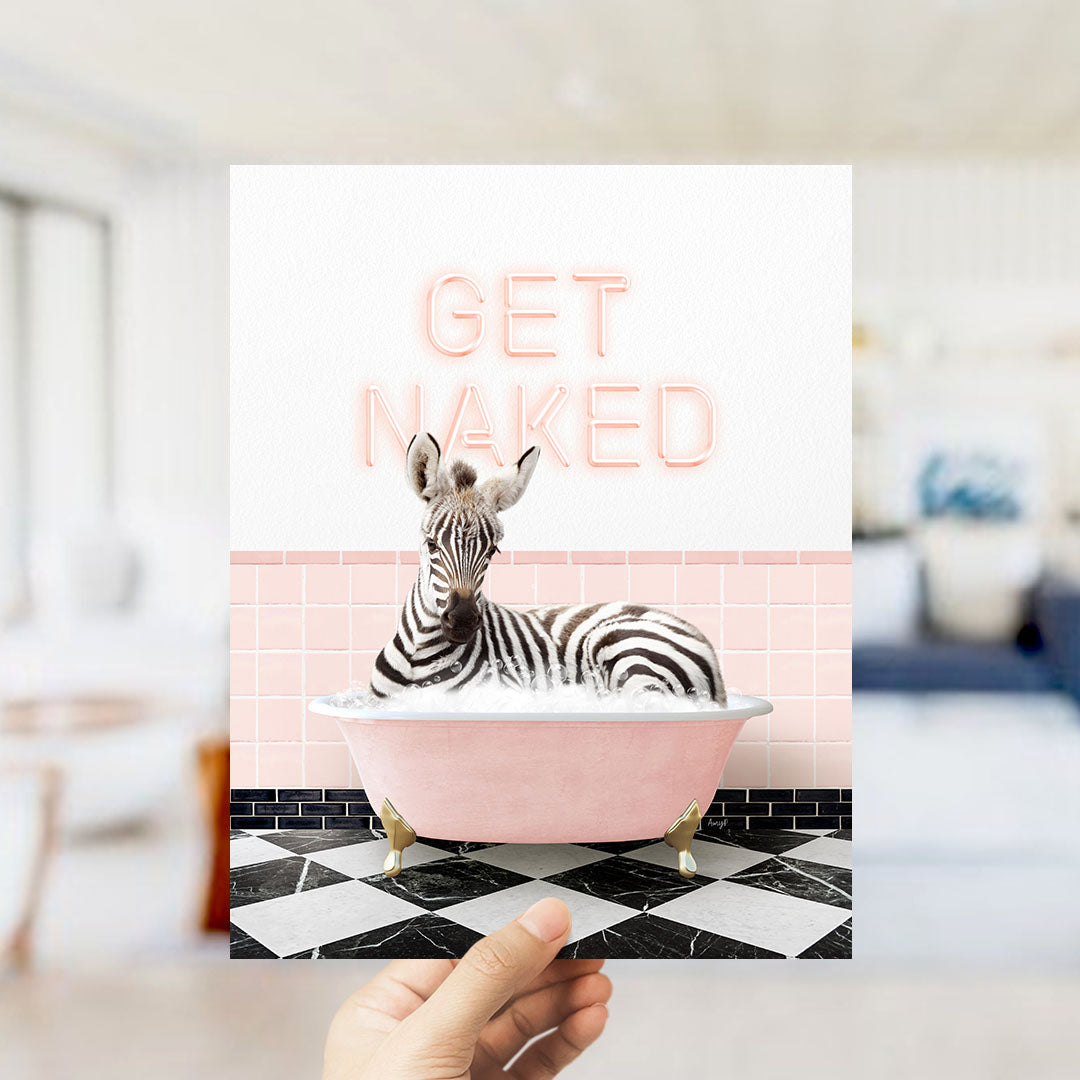 Baby Zebra in Pink Get Naked Bath