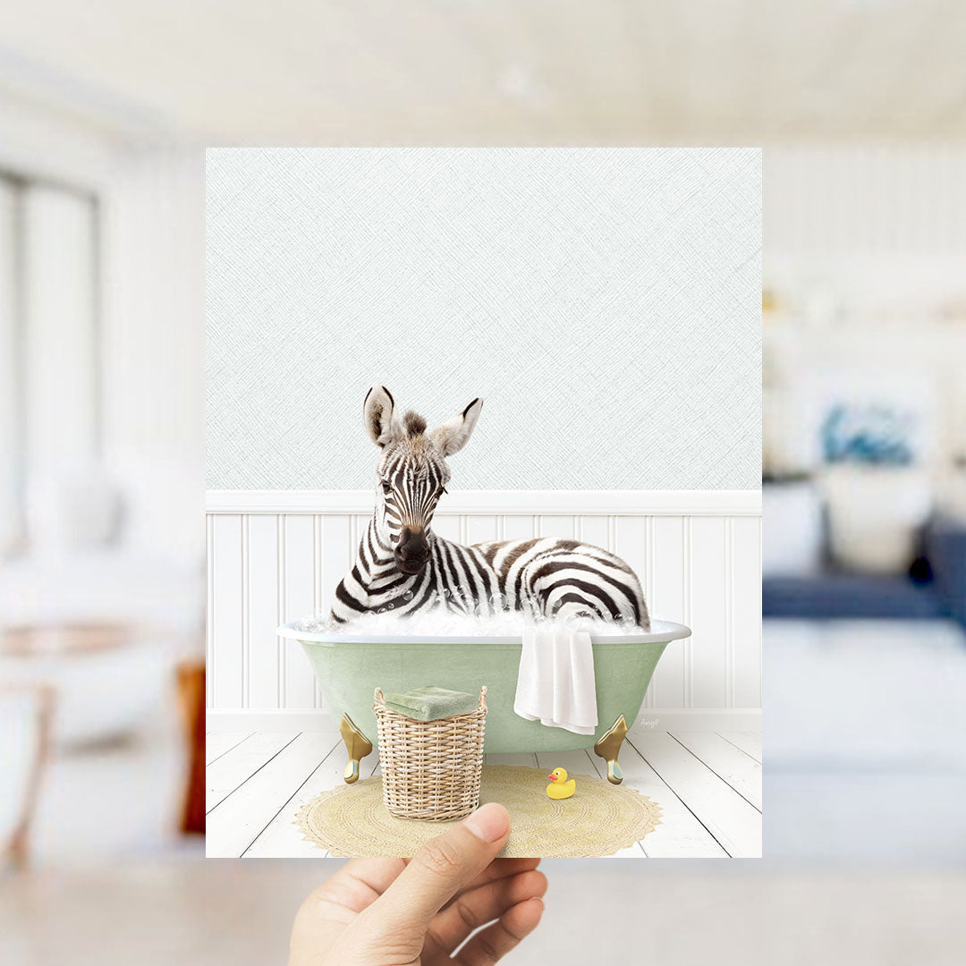 Baby Zebra in Cottage Green Bath