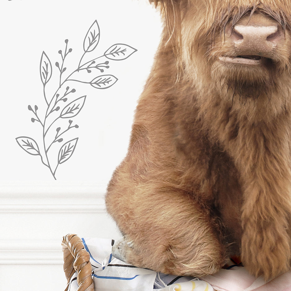 Highland Cow on Laundry Basket - Assorted Wallpapers