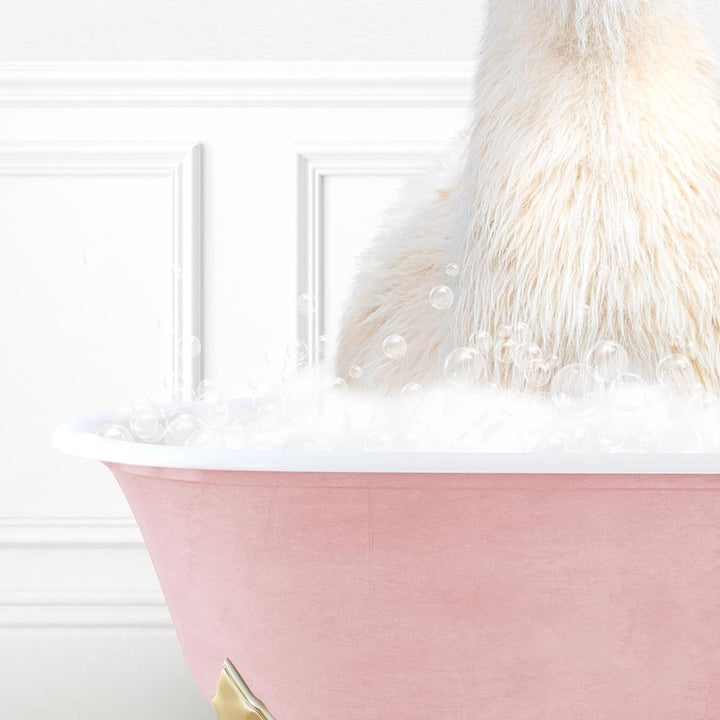 Llama in Stencil Tile with Pink Bathtub Bath
