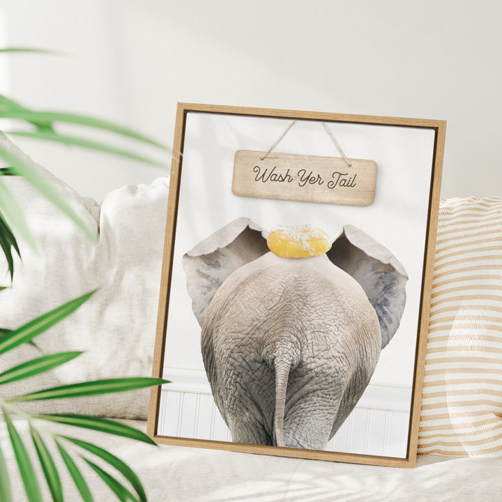 Elephant "Wash yer tail" - Bathroom Cottage White