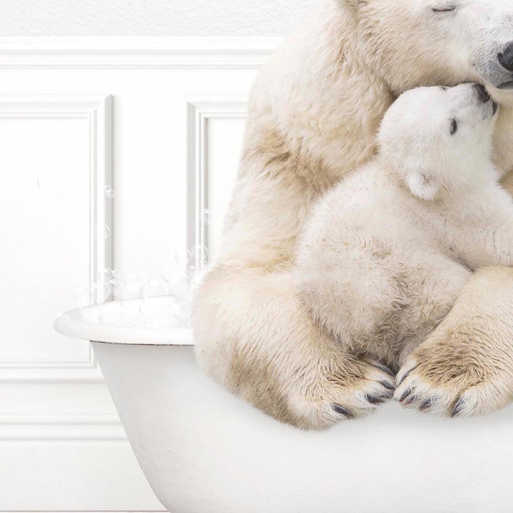 Mother and Baby Polar Bear in Modern Bath