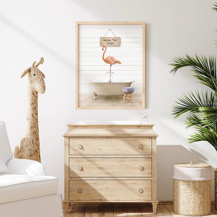 Flamingo in Farmhouse "Wash Yer..." Bath