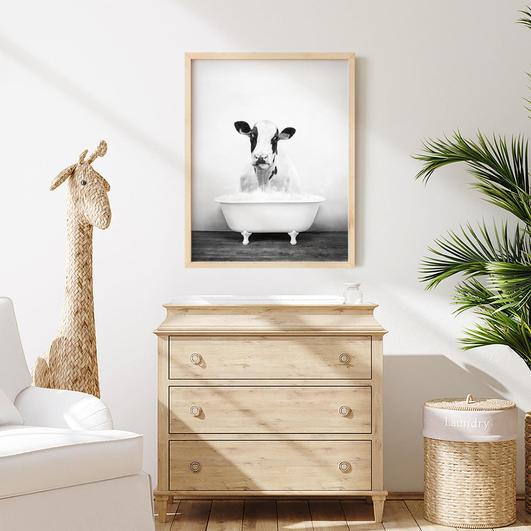 Holstein Cow in Rustic Black and White