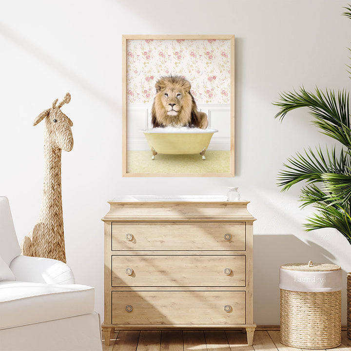 Male Lion in Vintage Yellow Bath