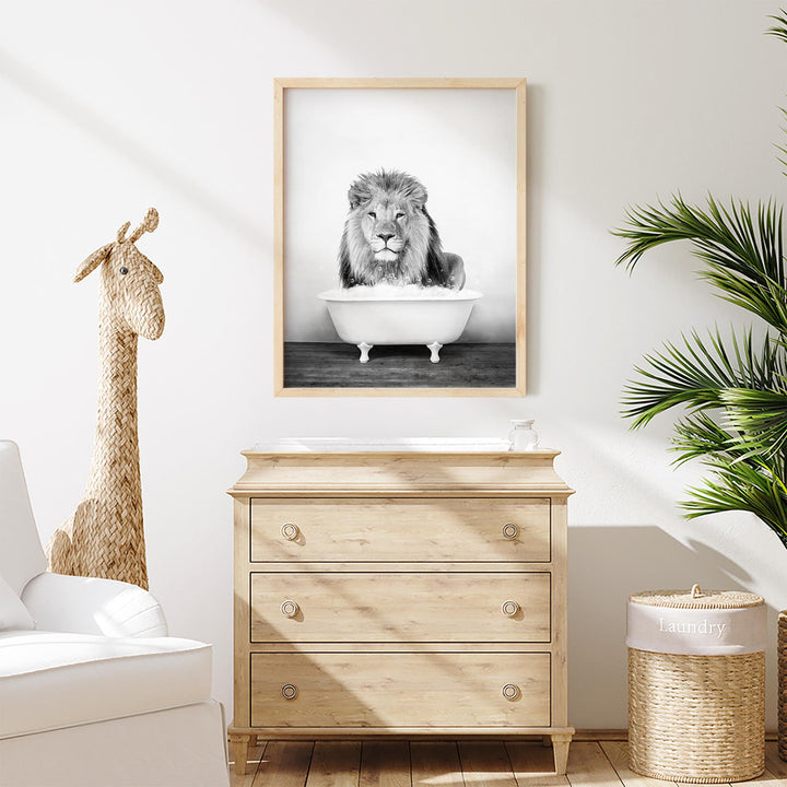 Male Lion in Rustic Black and White