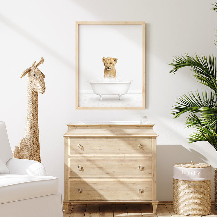 Lion Cub and Duckling in Neutral Bath