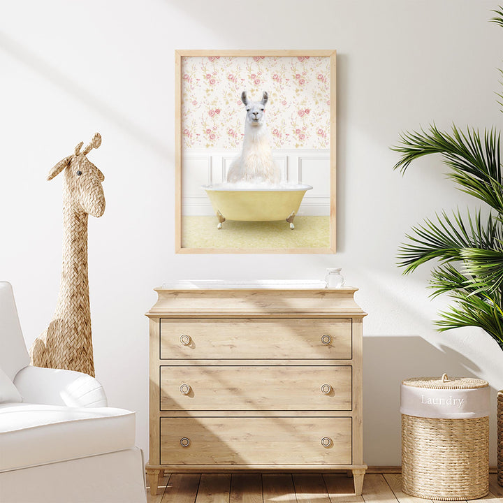 Llama in Vintage Yellow Bath