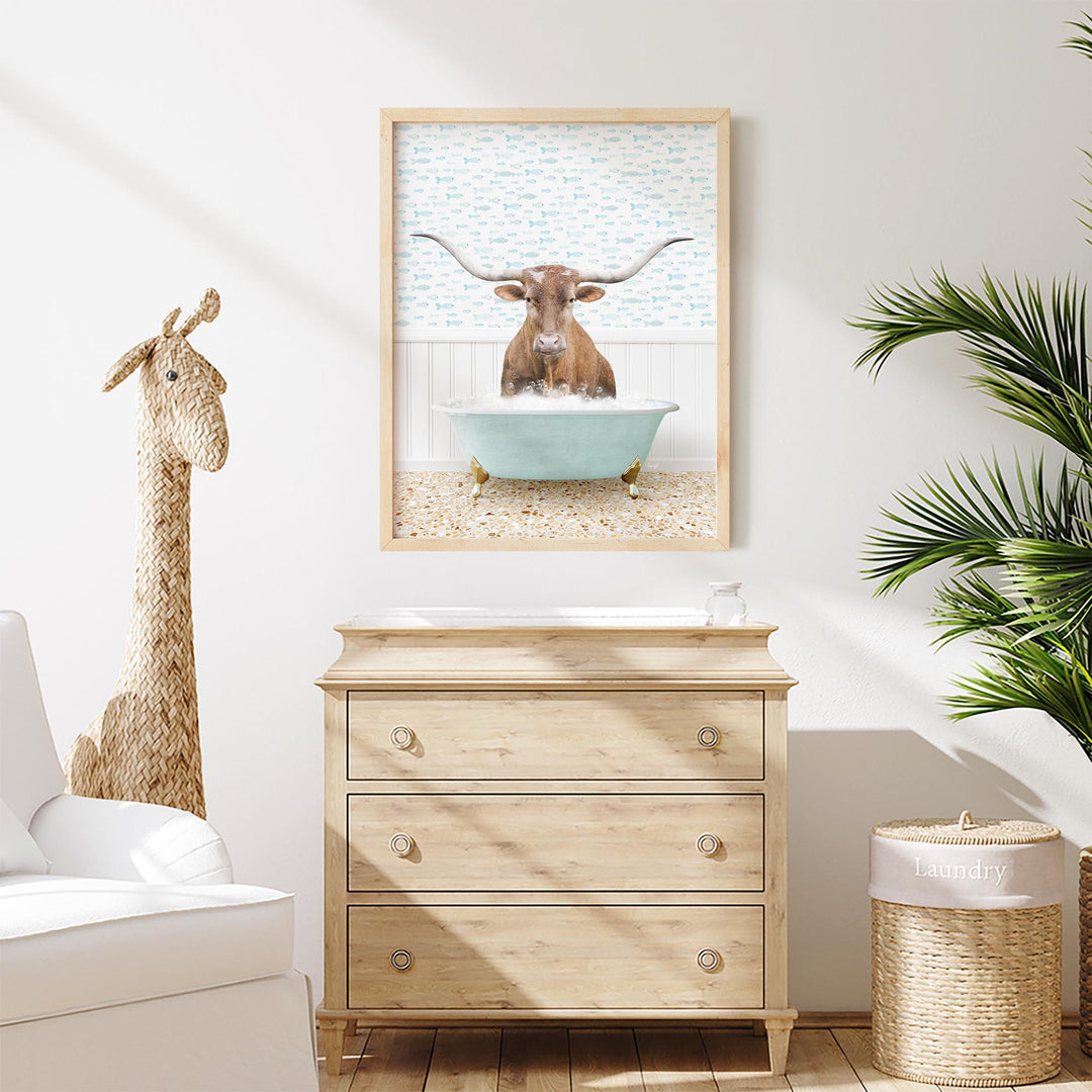 Texas Longhorn Cow in Little Fish Bath