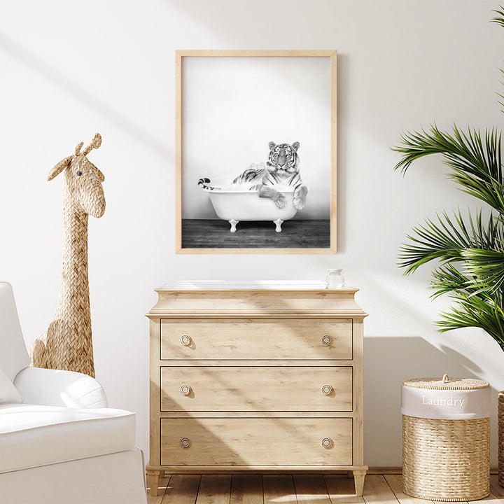 Tiger in Rustic Black and White