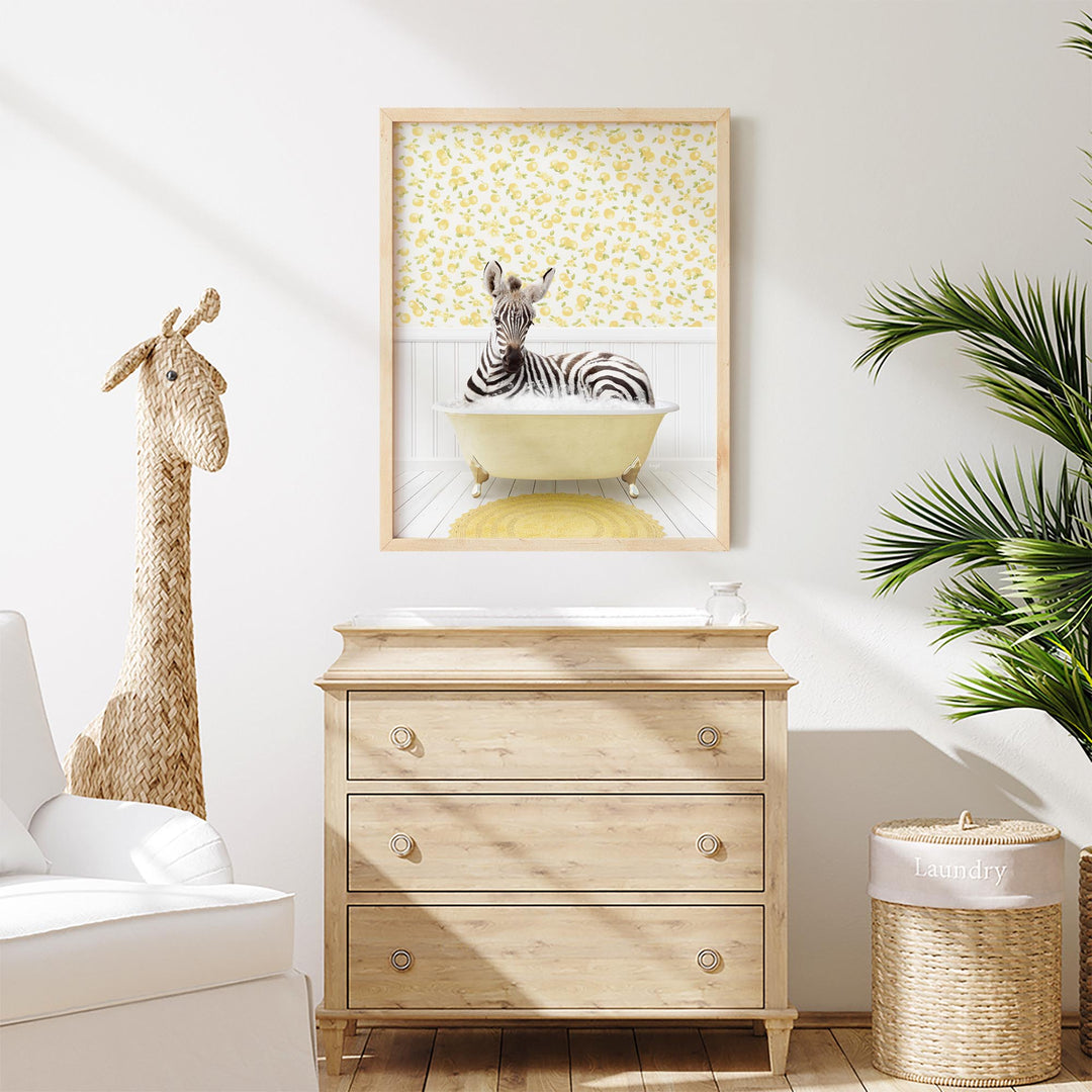 Baby Zebra in Cottage Yellow Bath