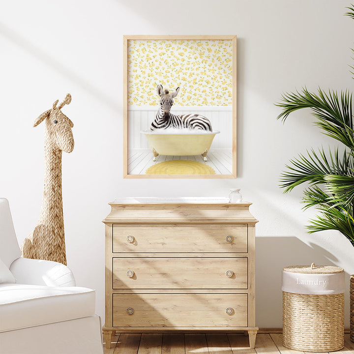 Baby Zebra in Cottage Yellow Bath