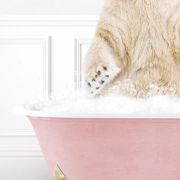 Polar Bear in Stencil Tile with Pink Bathtub Bath