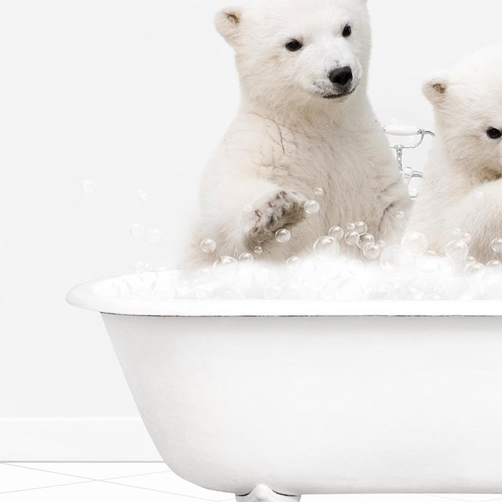 Polar Bear Cubs in Neutral Bath