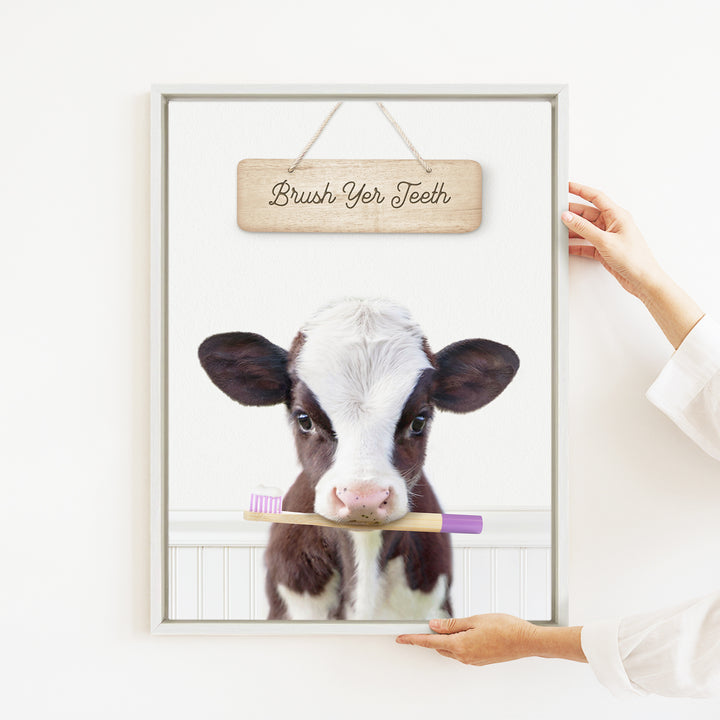 Baby Cow "Brush yer teeth" - Bathroom Cottage White