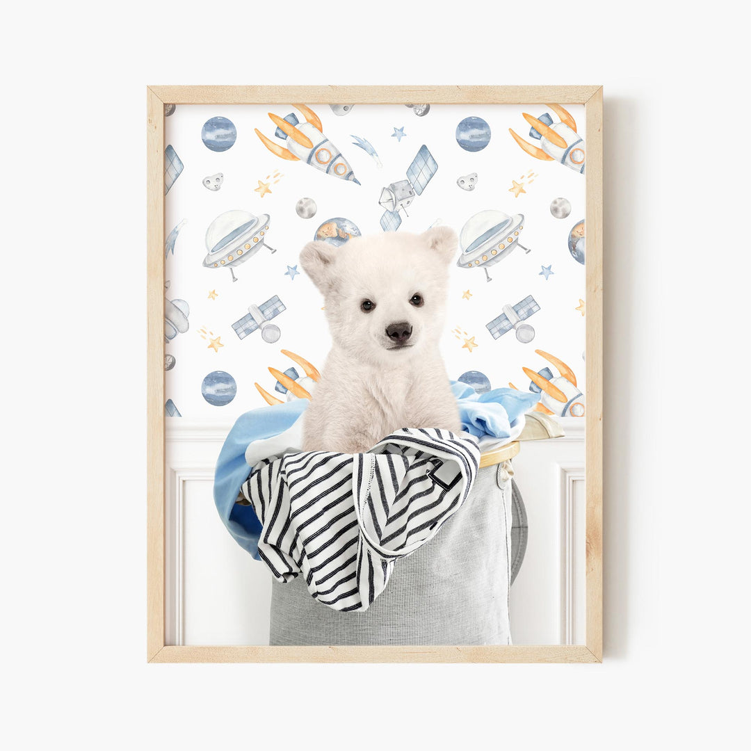 Polar Bear Cub in Laundry Basket - Assorted Wallpapers