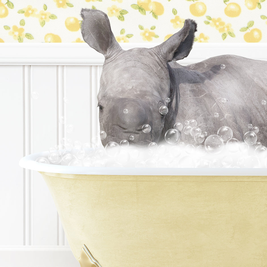 Baby Rhino in Cottage Yellow Bath