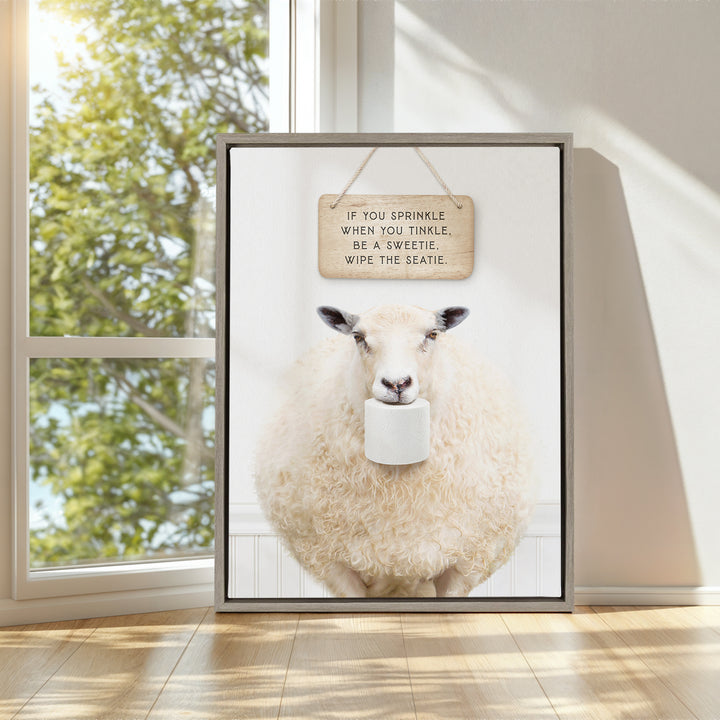 Sheep "If you sprinkle when you tinkle..." - Bathroom Cottage White
