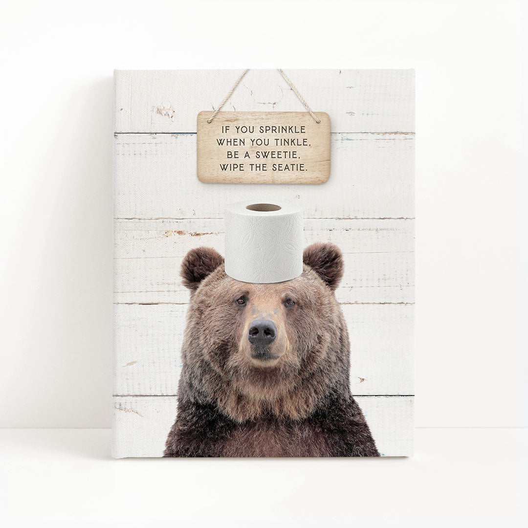 Bear "If you sprinkle when you tinkle..." - Bathroom Shiplap