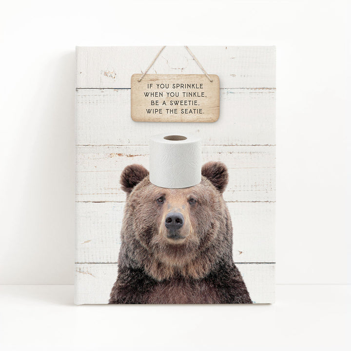 Bear "If you sprinkle when you tinkle..." - Bathroom Shiplap
