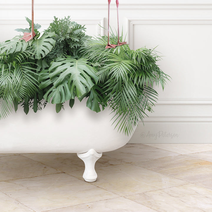 Three Flamingos in Modern Bath