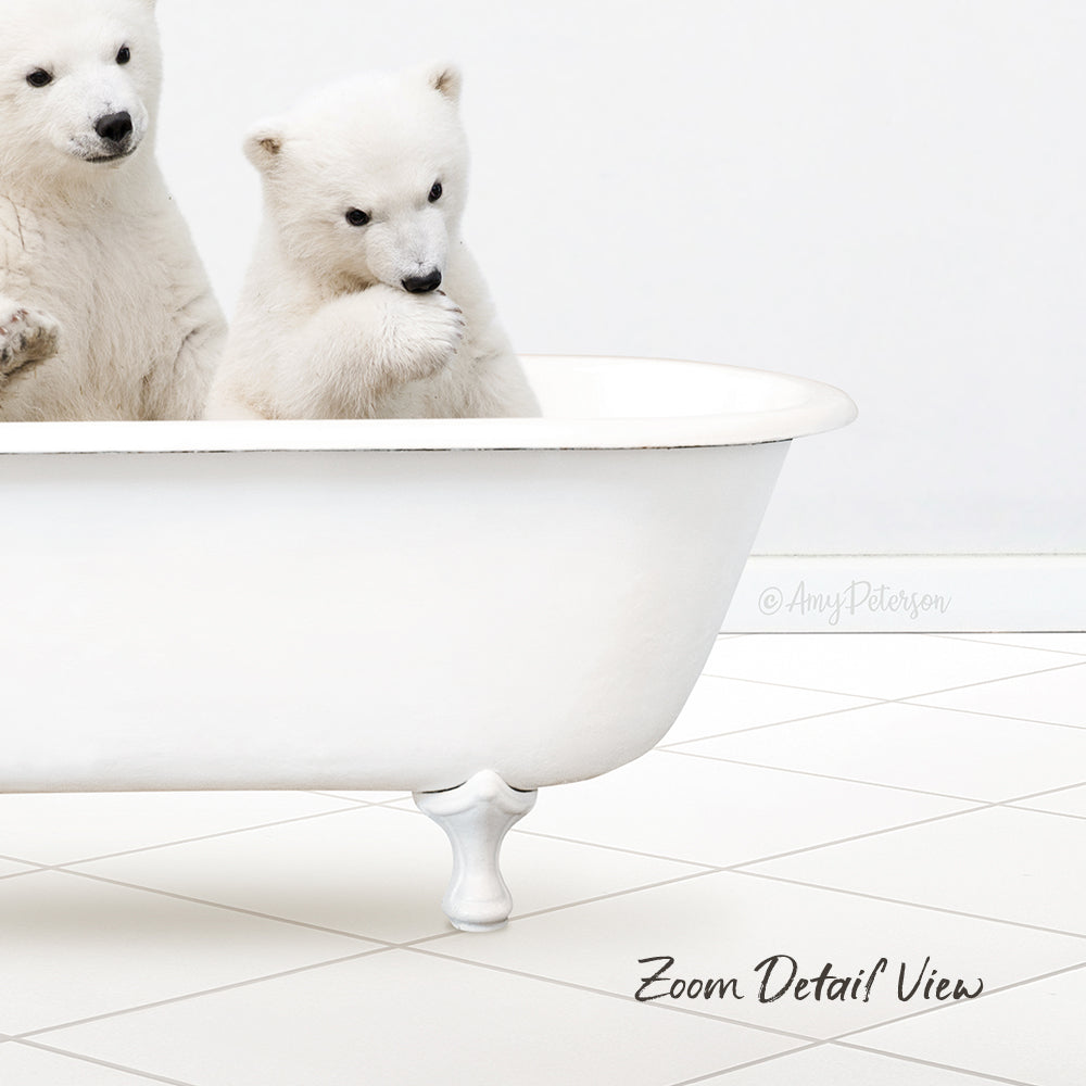Polar Bear Cubs in Neutral Bath